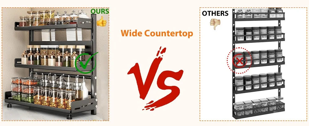 Organisateur à épices modulable — Étagère de rangement cuisine compacte et réglable