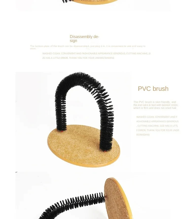 Arche de toilettage pour chat avec brosse auto-massage et griffoir intégré