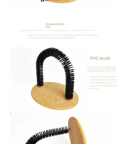 Arche de toilettage pour chat avec brosse auto-massage et griffoir intégré
