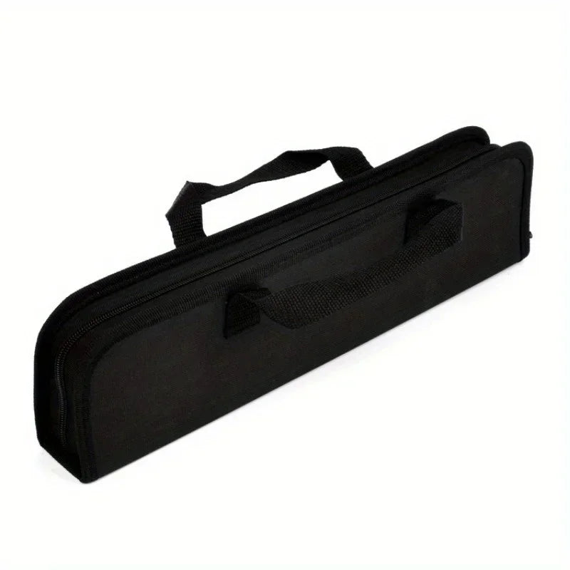Ensemble d'ustensiles de barbecue portables avec sac, comprenant fourchettes, pinces, pelles et autres accessoires en acier inoxydable pour le camping et la cuisine.