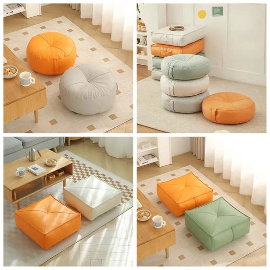 Pouf carré/rond uni 40x40x15cm, coussin de sol, décoration pour canapé ou fenêtre en baie.