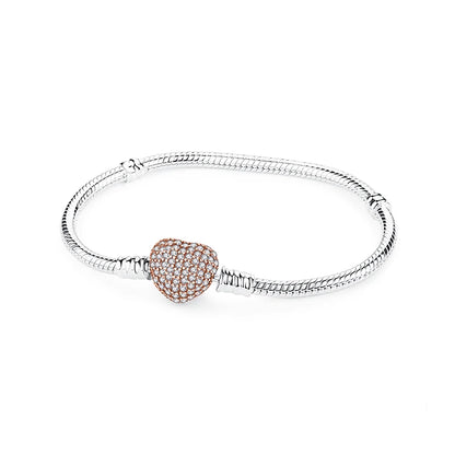 Bracelet jonc en argent 925 avec breloque cœur — Élégance intemporelle