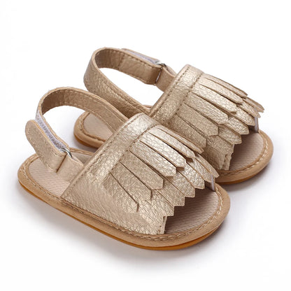 Sandales décontractées d’été avec thème doré chaussures de bébé fille à la mode, chaussures de marche confortables antidérapantes pour bébé.