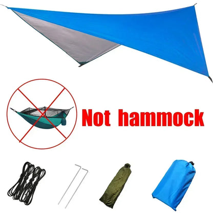 Hamac double de camping extérieur 260x140cm avec moustiquaire et bâche anti-pluie, hamac léger en parachute pour la randonnée et les voyages