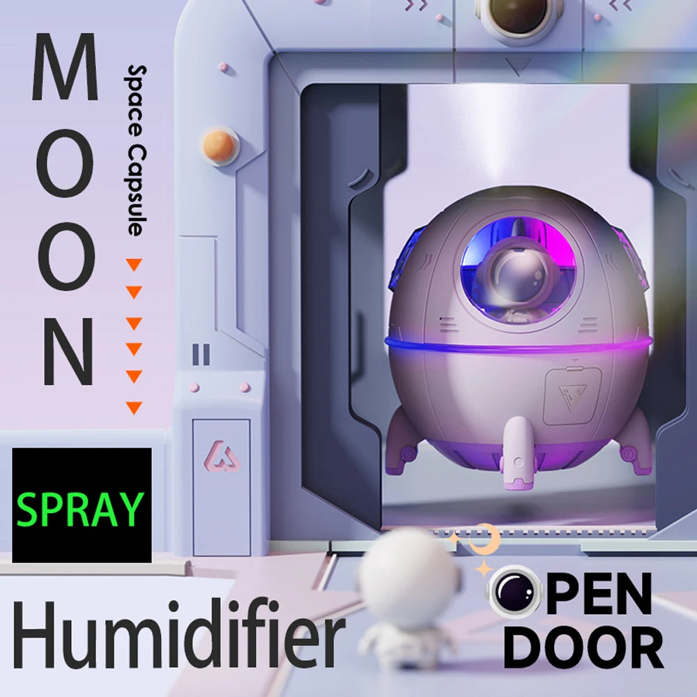 Humidificateur astronaute – Ambiance relaxante avec lumière LED.