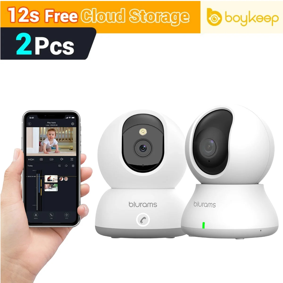 Caméra de surveillance pour bébé 2K HD avec détection de mouvement et audio bidirectionnel, installation facile, image nette de jour comme de nuit.