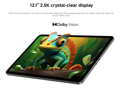Xiaomi Redmi Pad 2 Pro Version Globale, écran 12,1" 2,5K haute définition, batterie 12 000 mAh, charge rapide 33 W, processeur Snapdragon 7s Gen 4.