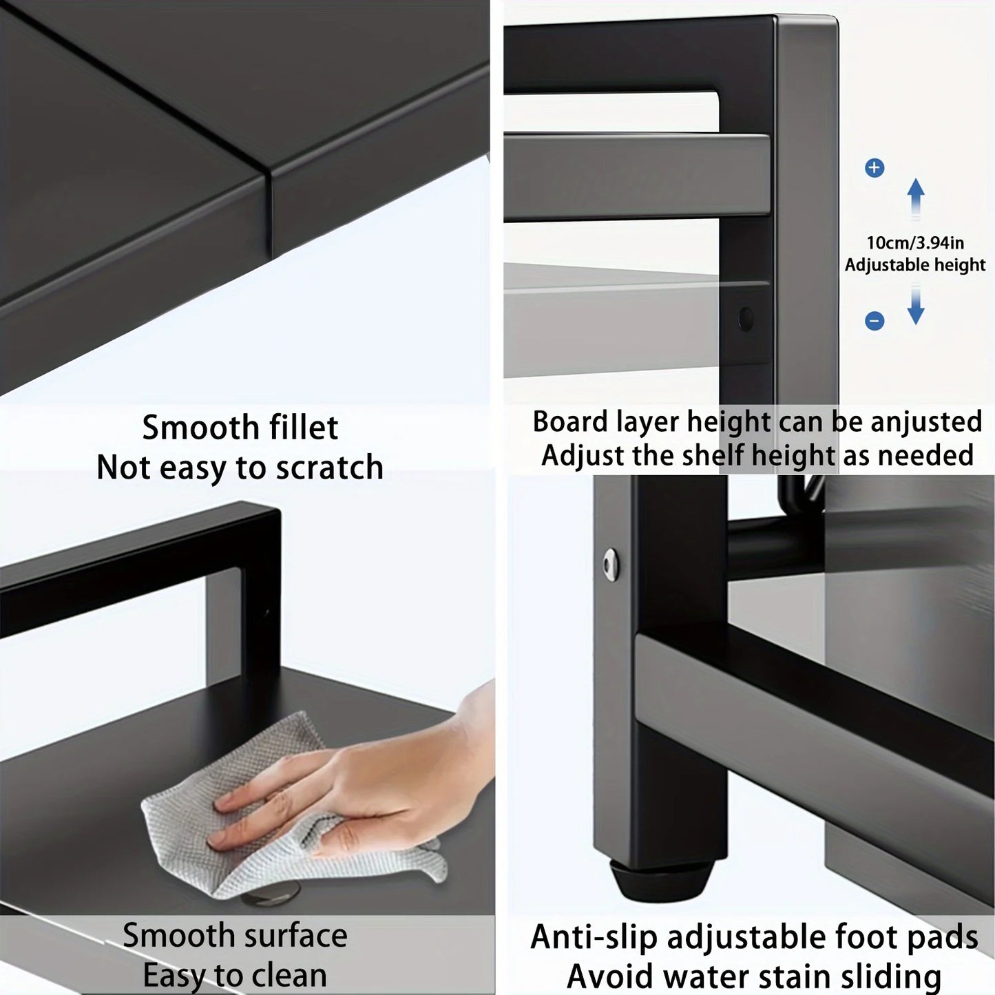 Étagère extensible pour micro-ondes avec crochets — Support de rangement cuisine réglable