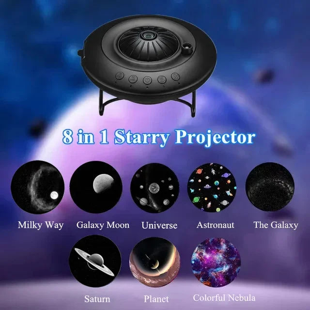 Projecteur galaxie OVNI – Transforme ta chambre en ciel étoilé.