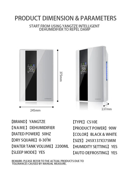 Déshumidificateur et purificateur d'air intelligent 2 en 1 avec filtre HEPA H13, ultra-silencieux (25 dB) pour grandes chambres/sous-sols, télécommande/minuterie/mode automatique