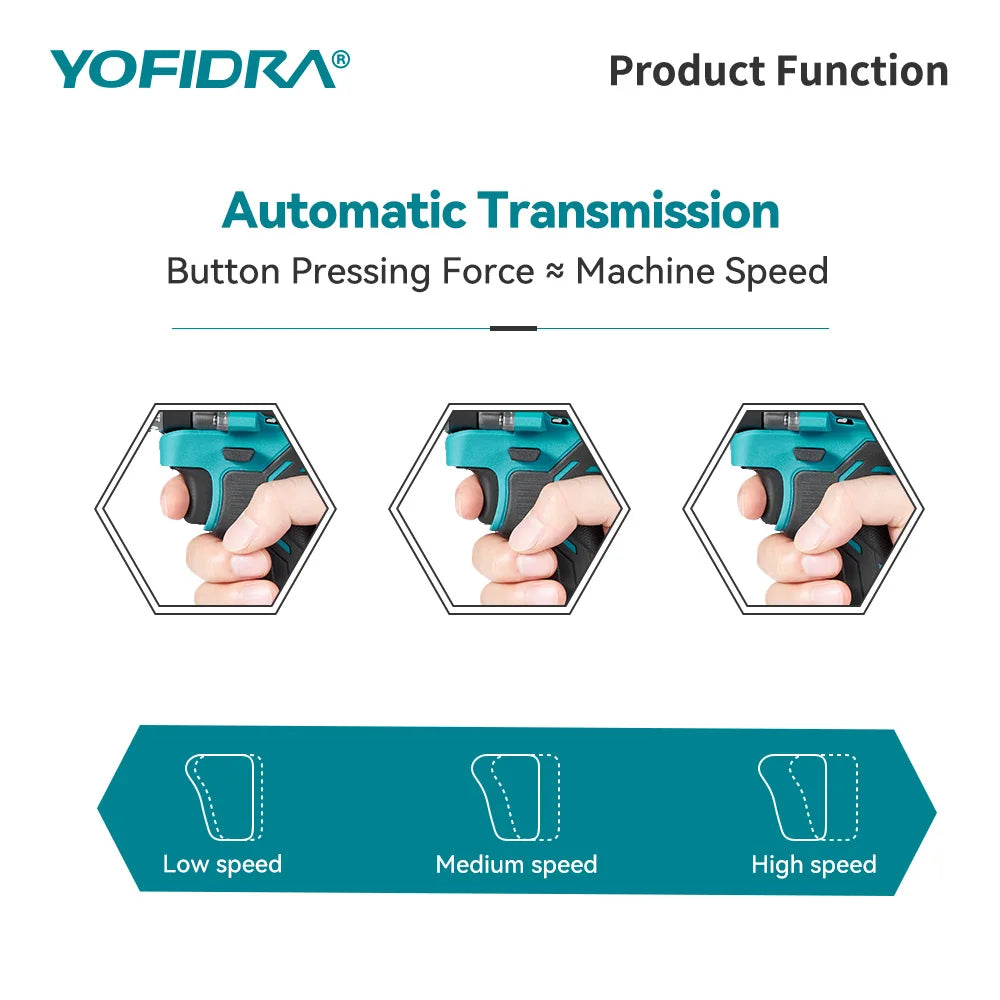 Perceuse à percussion électrique sans balais YOFIDRA 700 N.M, visseuse sans fil, compatible avec les batteries Makita.