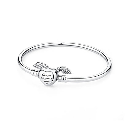 Bracelet jonc en argent 925 avec breloque cœur — Élégance intemporelle