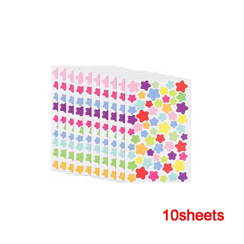 10 à 40 feuilles d'autocollants de récompense pour enfants : fleurs colorées, étoiles, cœurs, points. Idéal pour tableau de comportement, scrapbooking et fournitures scolaires pour enseignants.
