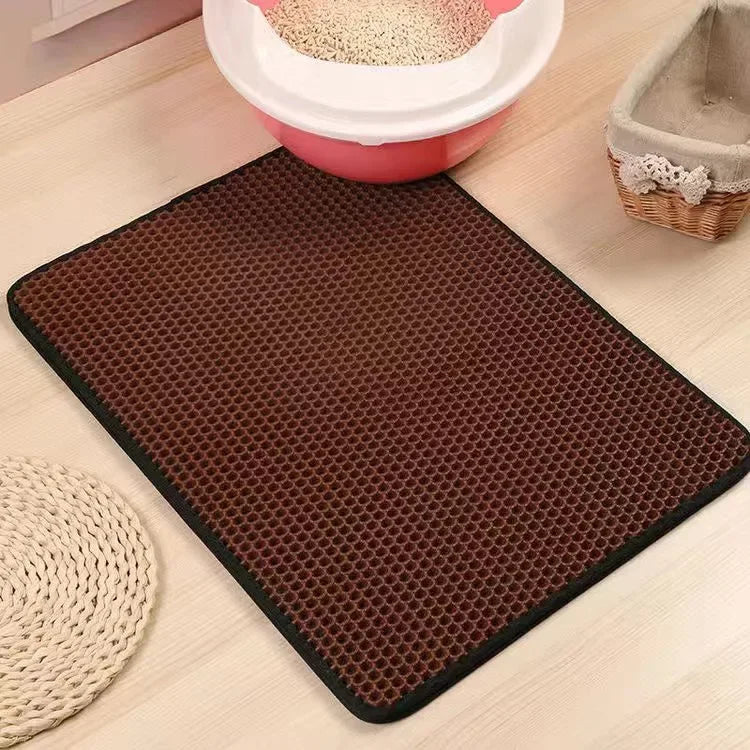 Tapis de litière double couche pour chat — Étanche, antidérapant et facile à nettoyer