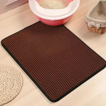 Tapis de litière double couche pour chat — Étanche, antidérapant et facile à nettoyer