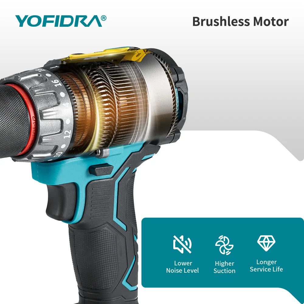 Perceuse à percussion électrique sans balais YOFIDRA 700 N.M, visseuse sans fil, compatible avec les batteries Makita.