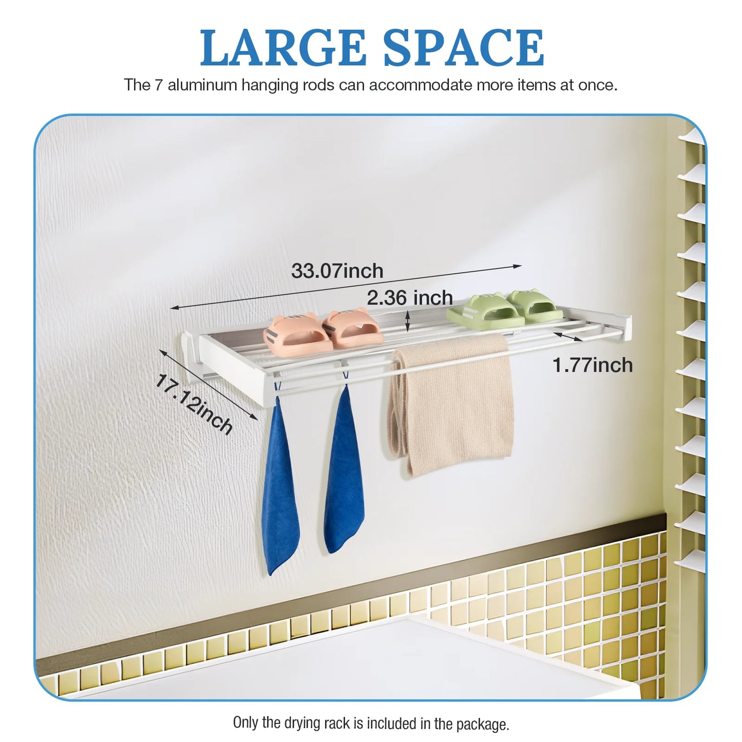 Support invisible pliable à 7 tiges, support de séchage mural, support de séchage pliant rétractable 84*43.5*6cm