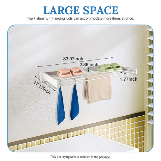 Support invisible pliable à 7 tiges, support de séchage mural, support de séchage pliant rétractable 84*43.5*6cm