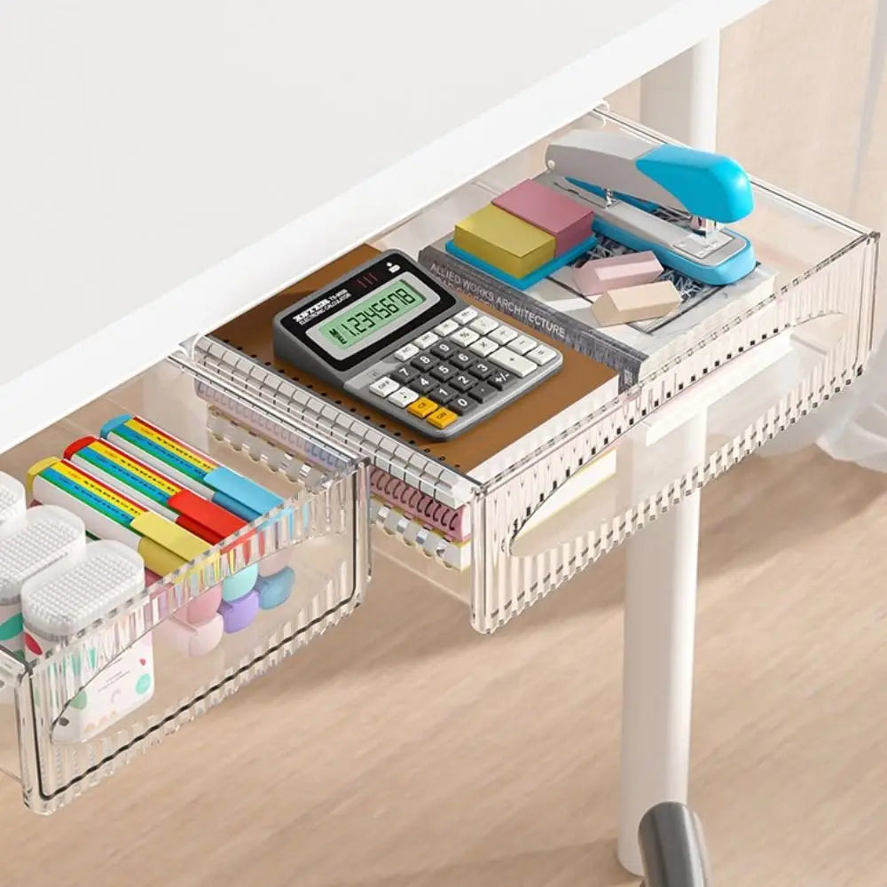 Étagère de rangement invisible, boîte de rangement coulissante à suspendre sous le Bureau, Table ou tiroir de grande capacité.