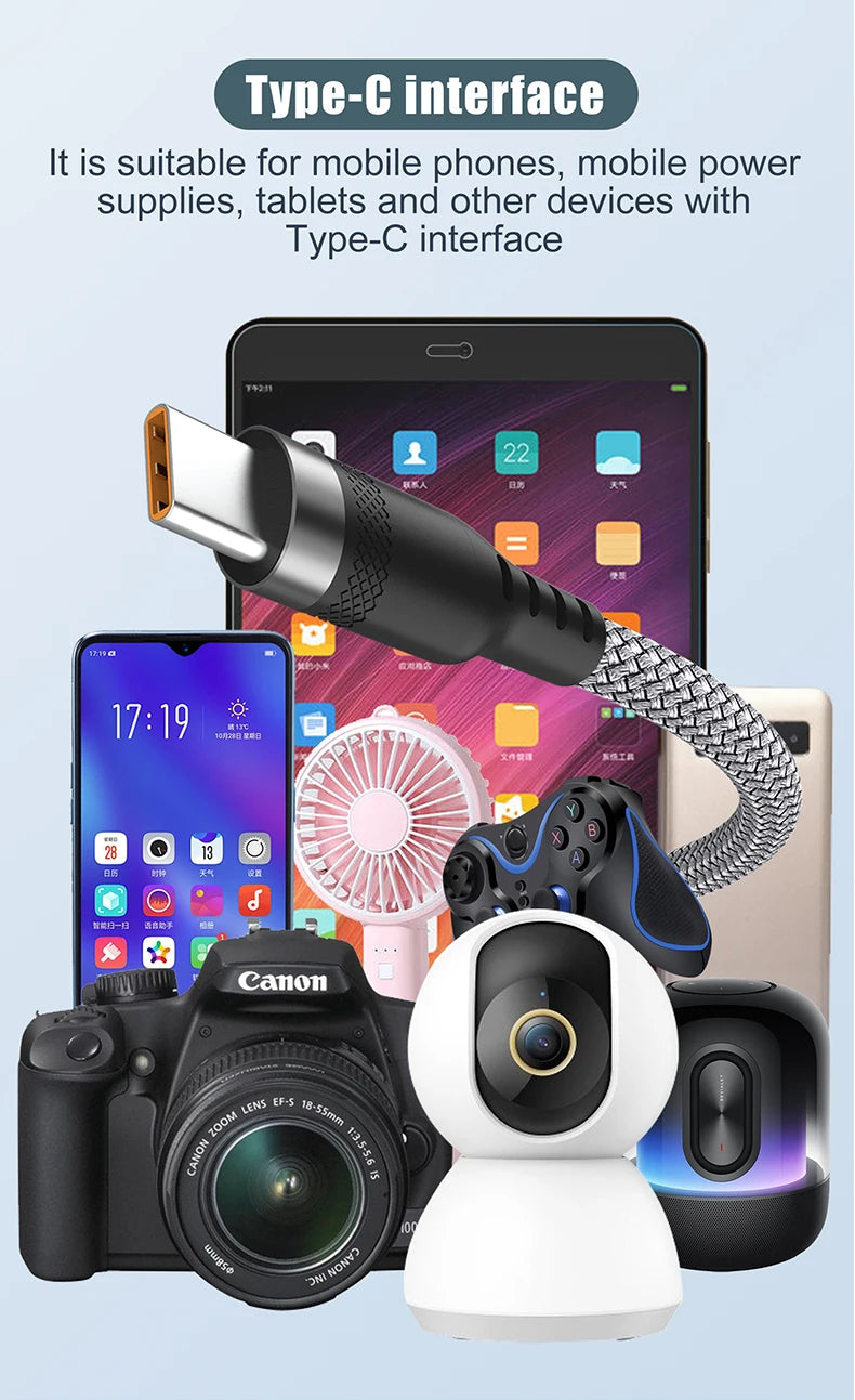 Câble USB-C charge rapide 6A — Longueur confort jusqu’à 8 mètres