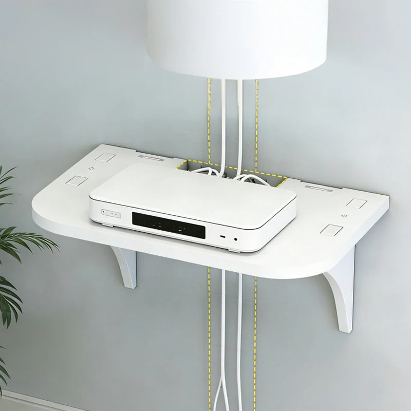 Étagère murale flottante avec crochet pour routeur, caméra, multiprise, projecteur, décodeur, support de rangement suspendu, organisateur pour la maison et le bureau