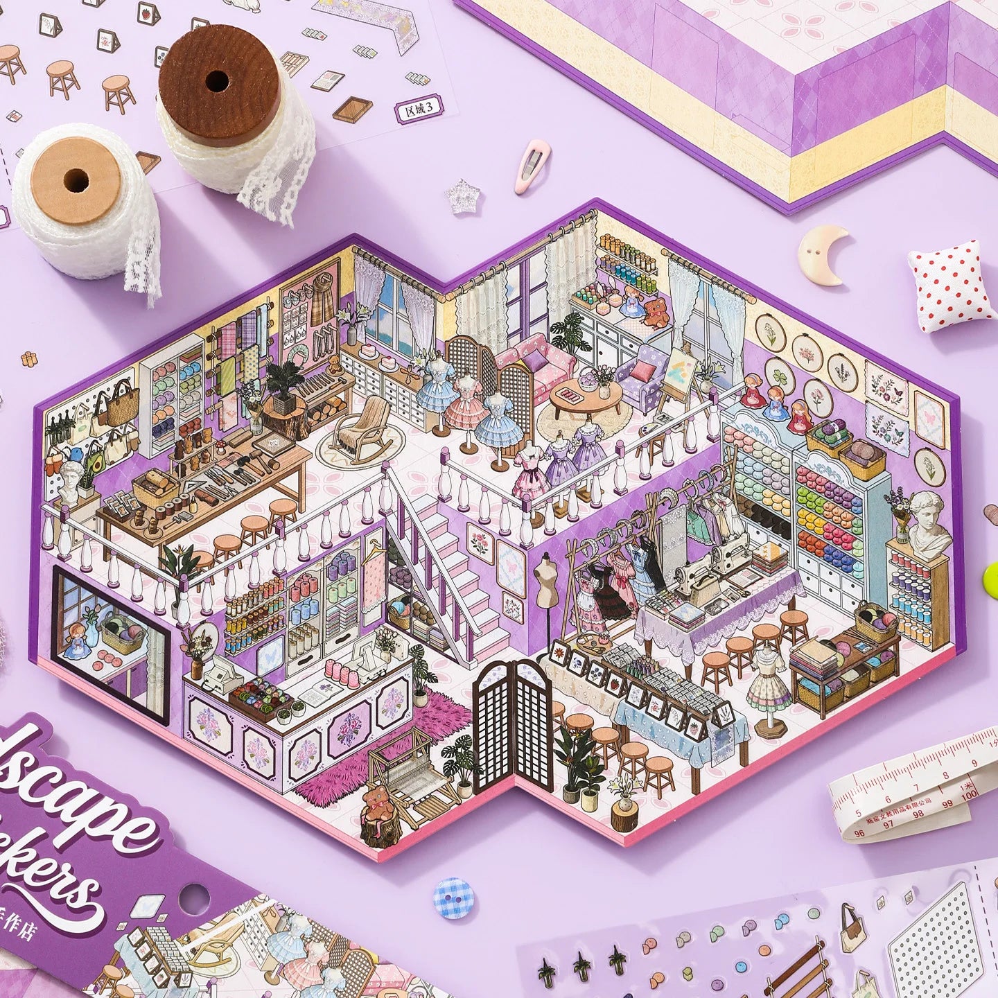 Stickers scène miniature 3D — Kit créatif décoratif DIY
