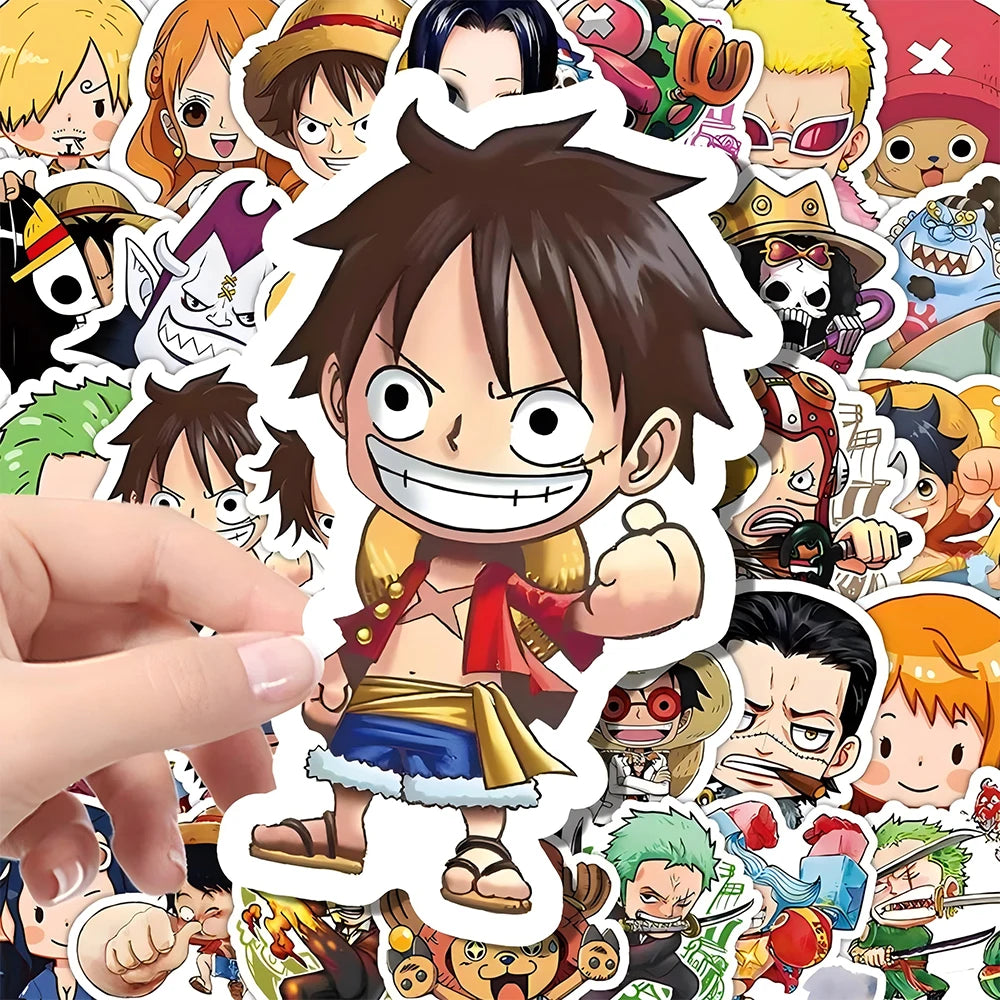 55 autocollants One Piece mignons de dessin animé pour personnalisé votre : skateboard, coque de téléphone, ordinateur portable, moto, imperméables, style anime.