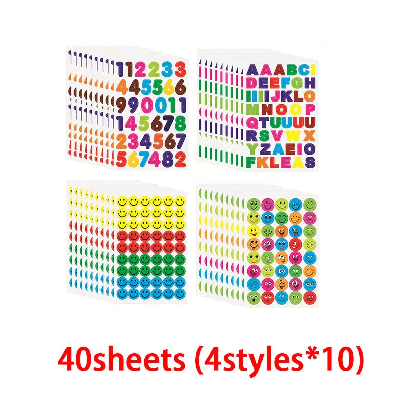 10 à 40 feuilles d'autocollants de récompense pour enfants : fleurs colorées, étoiles, cœurs, points. Idéal pour tableau de comportement, scrapbooking et fournitures scolaires pour enseignants.