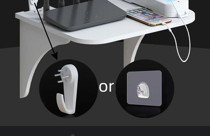 Étagère murale flottante avec crochet pour routeur, caméra, multiprise, projecteur, décodeur, support de rangement suspendu, organisateur pour la maison et le bureau