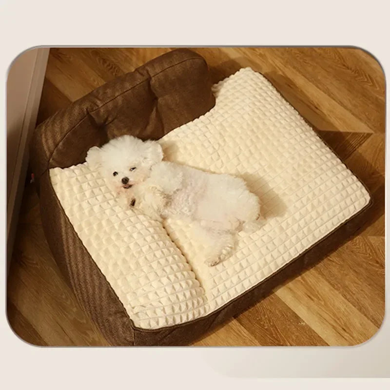 Lit amovible pour animaux de compagnie, tapis lavable, tapis chaud d'hiver, canapé de luxe pour chiens de petite et moyenne taille, couchage moelleux
