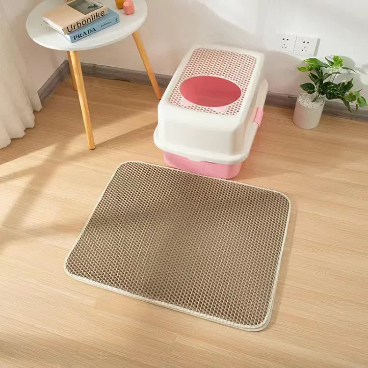 Tapis de litière double couche pour chat — Étanche, antidérapant et facile à nettoyer
