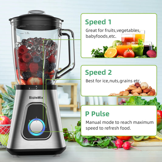 Blender BioloMix 1300W – smoothies glacés & sauces maison.