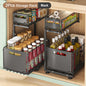 Organisateur de placard coulissant à 2 niveaux, étagère de rangement de cuisine réglable, organisateur sous évier, étagère de rangement pour pots à épices, tiroir coulissant