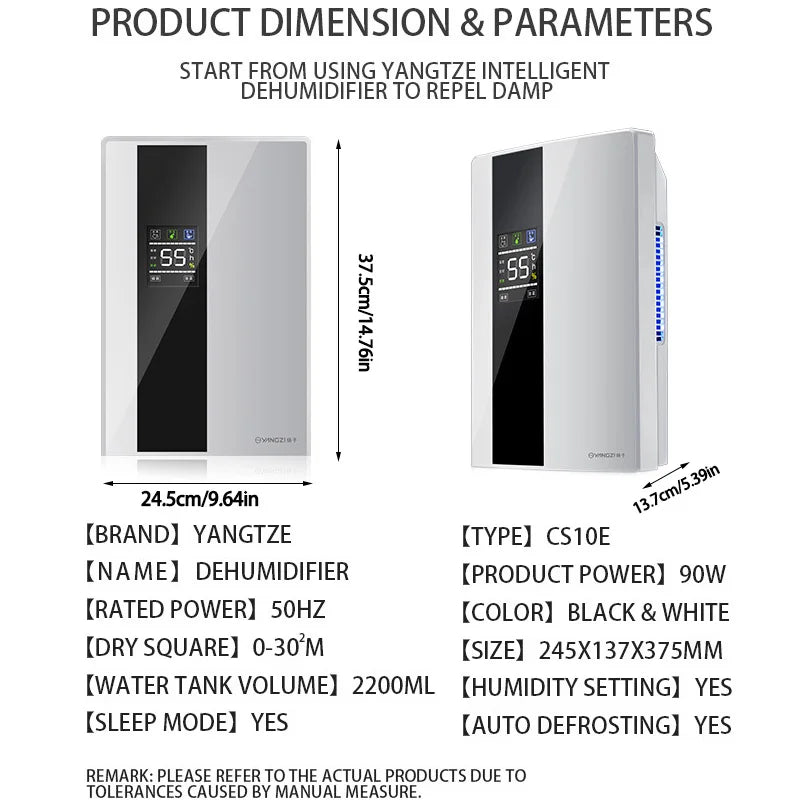 Déshumidificateur et purificateur d'air intelligent 2 en 1 avec filtre HEPA H13, ultra-silencieux (25 dB) pour grandes chambres/sous-sols, télécommande/minuterie/mode automatique