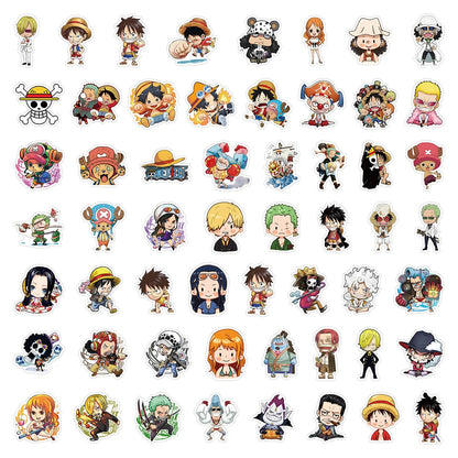 55 autocollants One Piece mignons de dessin animé pour personnalisé votre : skateboard, coque de téléphone, ordinateur portable, moto, imperméables, style anime.