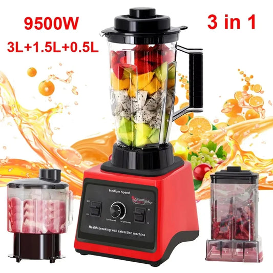 Mixeur électrique 2 en 1 2000 W haute puissance, robuste et professionnel, pour smoothies et autres préparations culinaires.