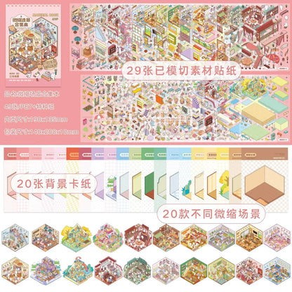 Livre d’autocollants miniatures Sunny Town — 49 pièces créatives Mr Paper