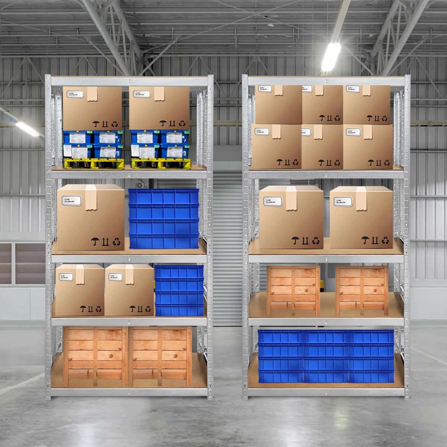 Étagère métallique robuste 5 niveaux réglables — Rack de stockage garage haute capacité