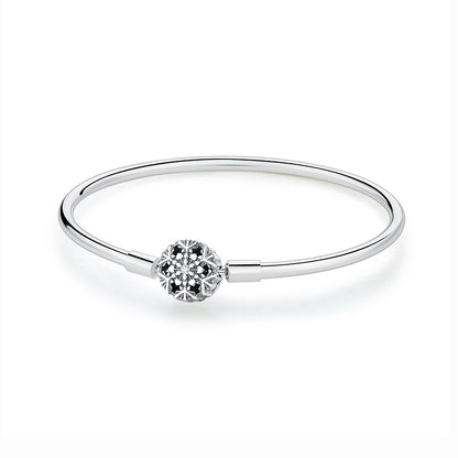 Bracelet jonc en argent 925 avec breloque cœur — Élégance intemporelle