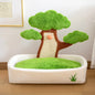 Lit et griffoir 2 en 1 pour chat, motif pin, avec coussin amovible et lavable, nid douillet toutes saisons.
