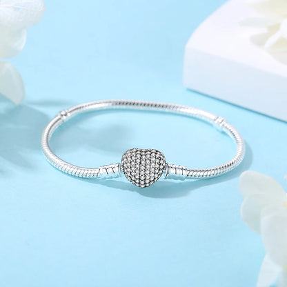 Bracelet jonc en argent 925 avec breloque cœur — Élégance intemporelle