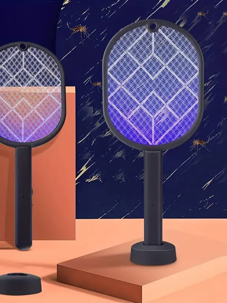 Lampe ou Raquette (Dépend de votre façons d'utilisation) anti-moustiques électrique rechargeable USB, deux en un : répulsif anti-moustiques et tapette à mouches.