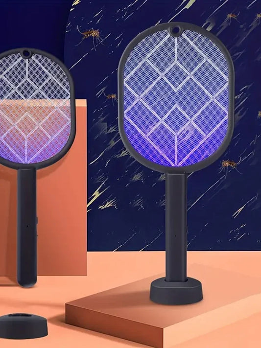 Lampe ou Raquette (Dépend de votre façons d'utilisation) anti-moustiques électrique rechargeable USB, deux en un : répulsif anti-moustiques et tapette à mouches.