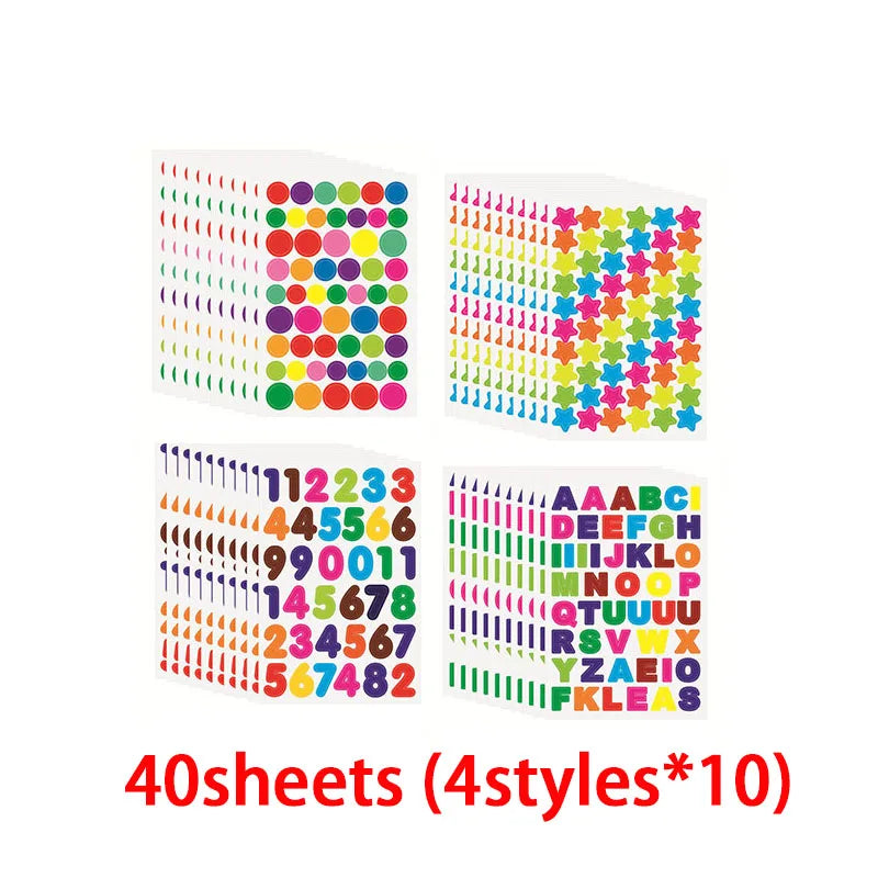 10 à 40 feuilles d'autocollants de récompense pour enfants : fleurs colorées, étoiles, cœurs, points. Idéal pour tableau de comportement, scrapbooking et fournitures scolaires pour enseignants.