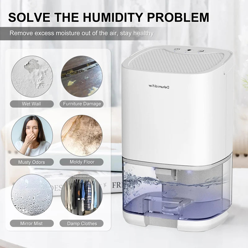 Déshumidificateur Silencieux Portable – Élimine Humidité et Odeurs, Pour Maison et Bureau