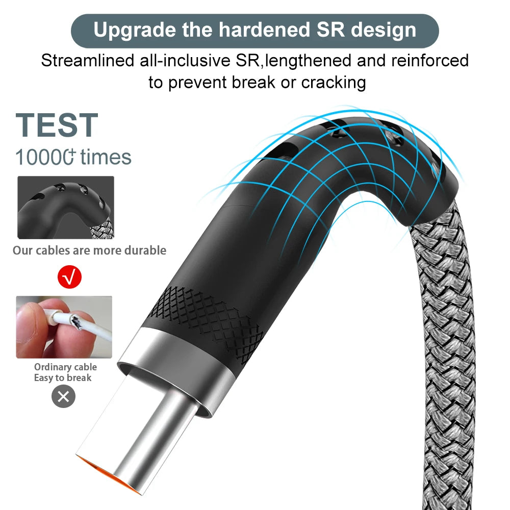 Câble USB-C charge rapide 6A — Longueur confort jusqu’à 8 mètres