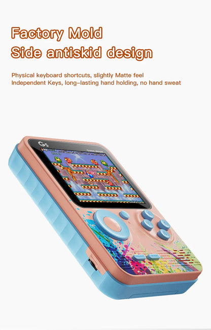 Console de jeux portable G5 avec 500 jeux rétro classiques, écran 3 pouces, manette de jeu portable, batterie rechargeable 1020 mAh, cadeau idéal pour les fêtes