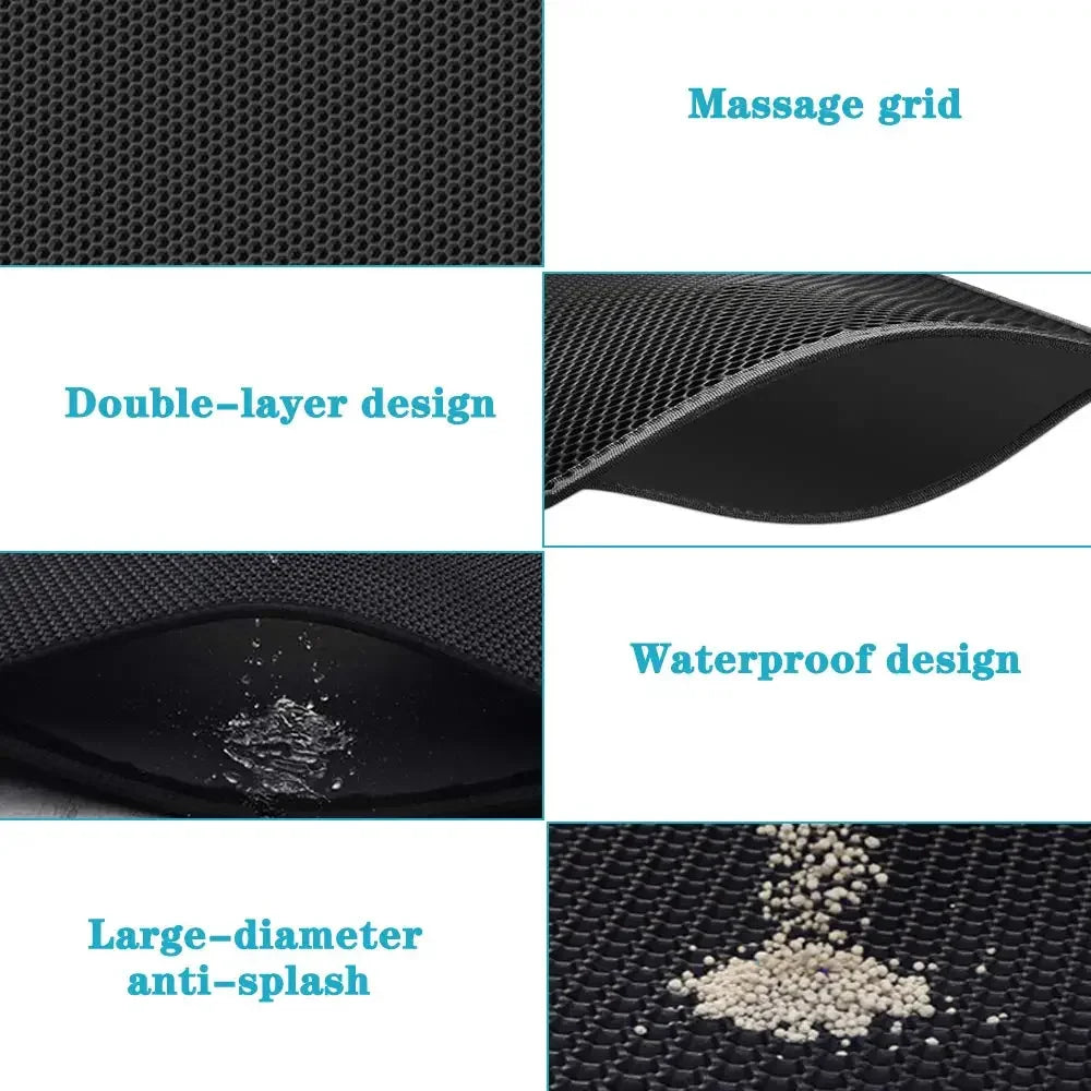 Tapis de litière double couche pour chat — Étanche, antidérapant et facile à nettoyer
