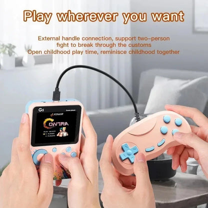 Console de jeux portable G5 avec 500 jeux rétro classiques, écran 3 pouces, manette de jeu portable, batterie rechargeable 1020 mAh, cadeau idéal pour les fêtes