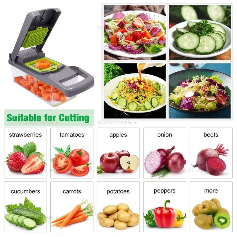 Hachoir de cuisine portable multifonctionnel, râpe à légumes, trancheuse, râpe à pommes de terre et carottes, robot culinaire pour fruits et légumes